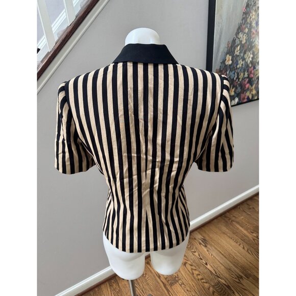 KASPER for ASL A.S.L. Vintage Striped Short Sleeve Shirt Jacket Blazer Size 4 - Picture 3 of 4